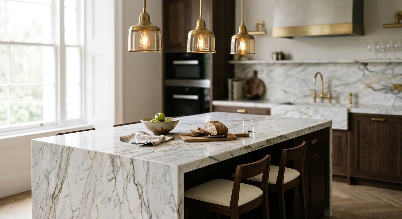 Marble kitchen island