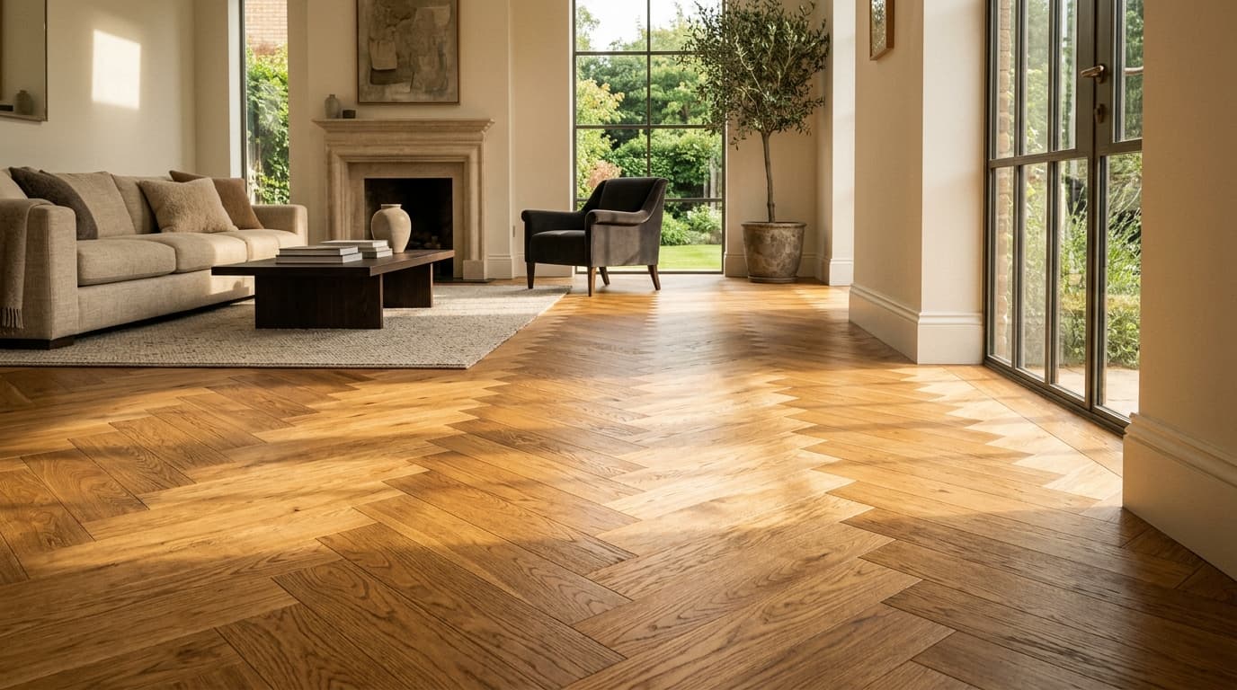 Polished oak hardwood